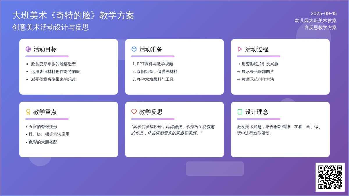 幼儿园大班美术教案《奇特的脸》含反思