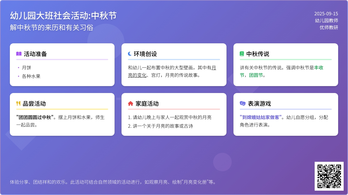 幼儿园大班社会活动:中秋节