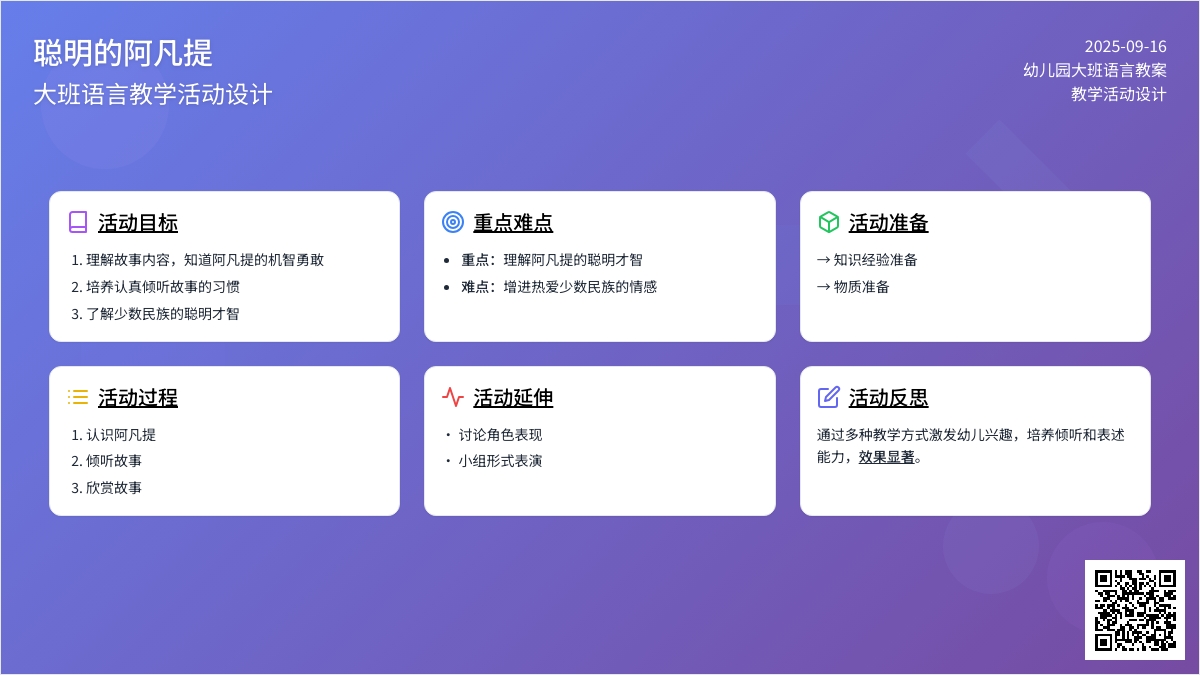 幼儿园大班语言教案《聪明的阿凡提》含反思