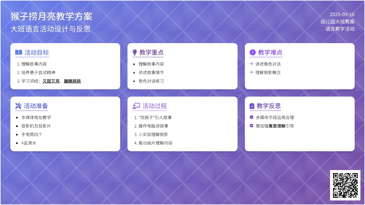 幼儿园大班语言教案《猴子捞月亮》含反思