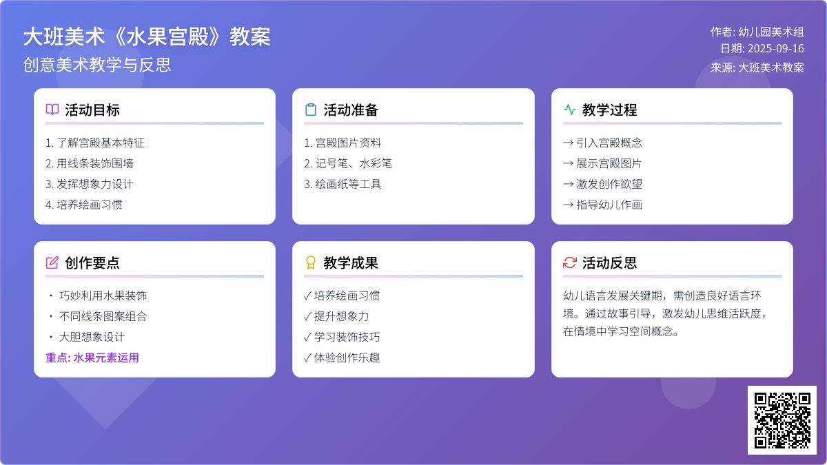 大班美术教案《水果宫殿》含反思