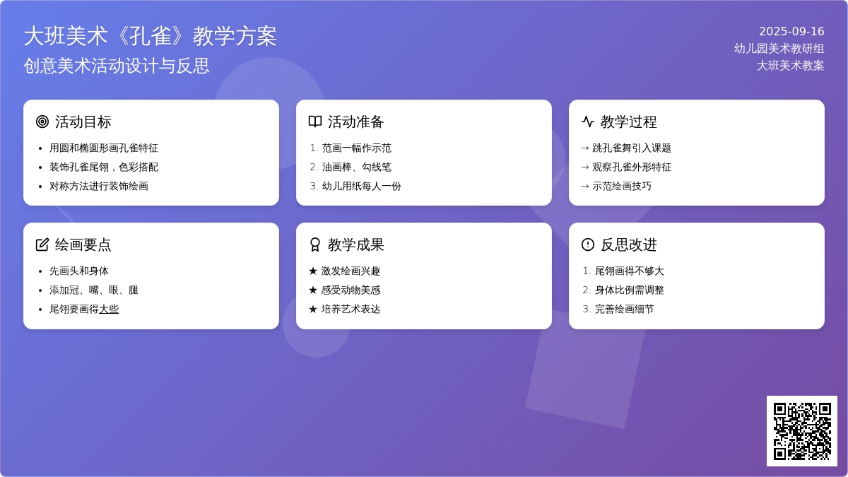 幼儿园大班美术教案《孔雀》含反思
