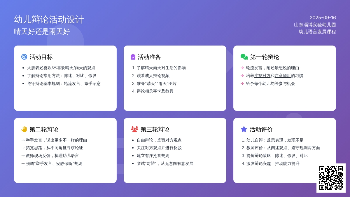 幼儿园大班辩论活动：“晴天好还是雨天好”及评析