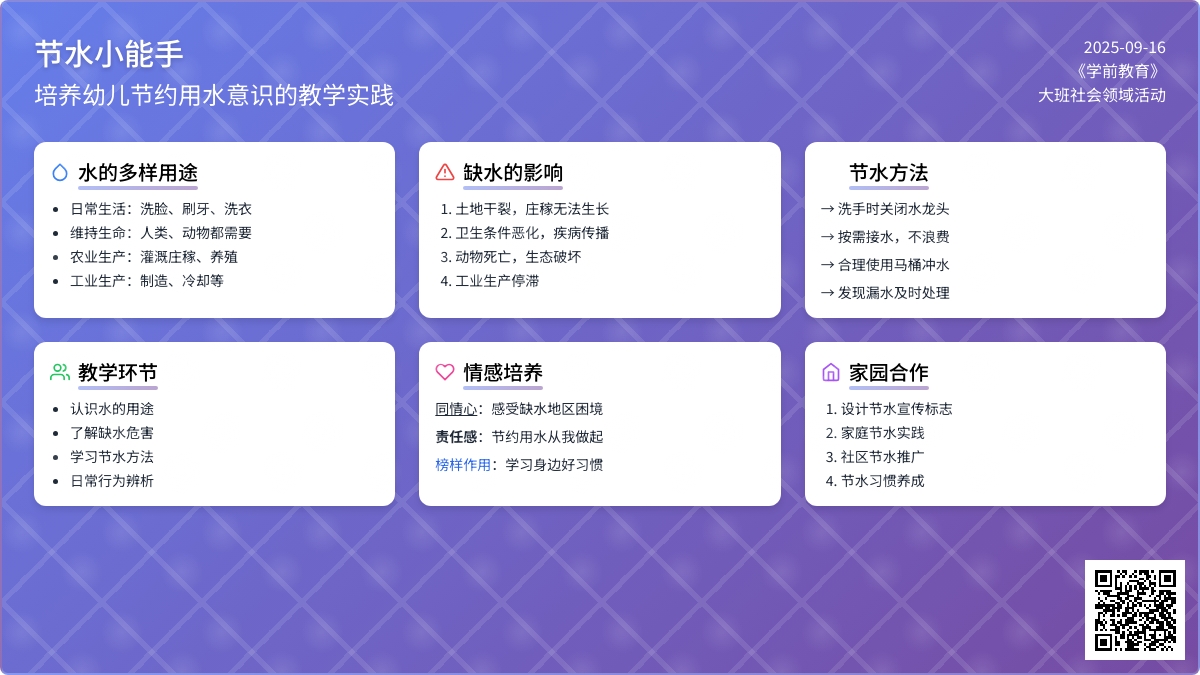 幼儿园大班社会活动：节水小能手