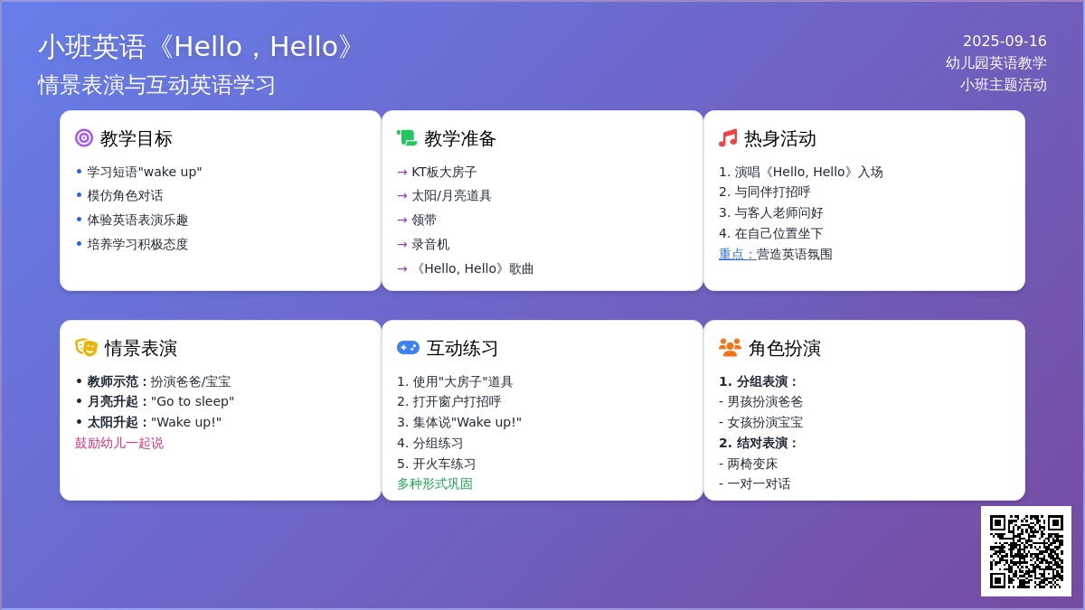 幼儿园小班英语教案《Hello，Hello》
