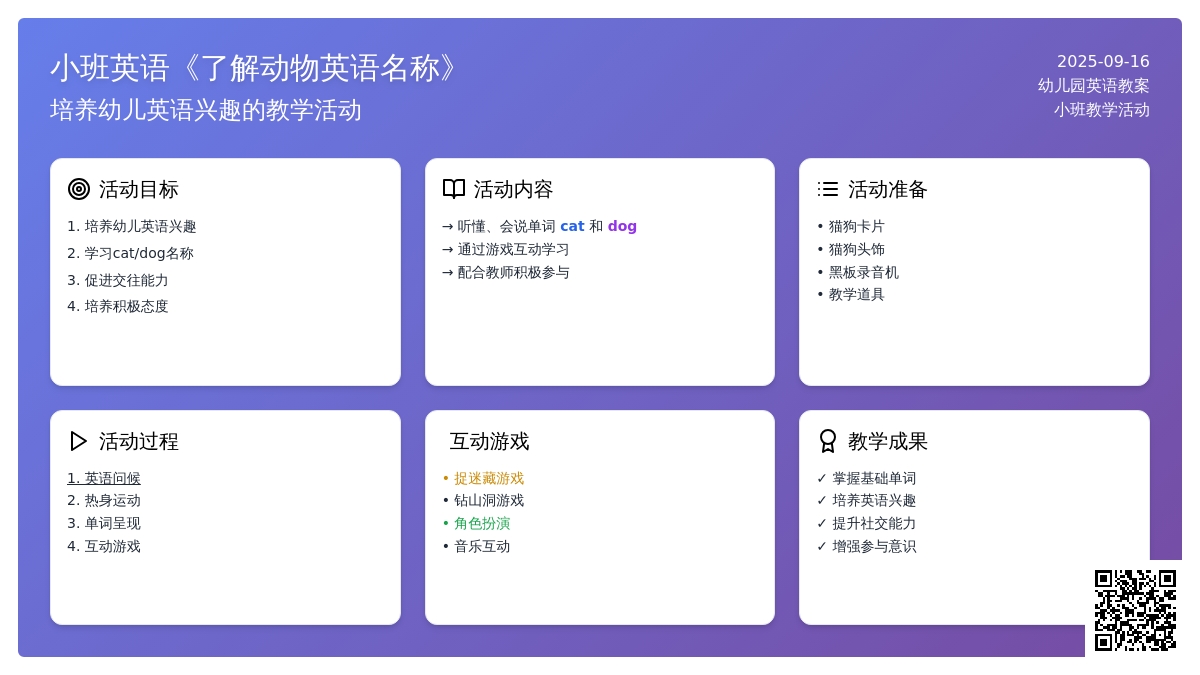 幼儿园小班英语教案《了解动物英语名称》