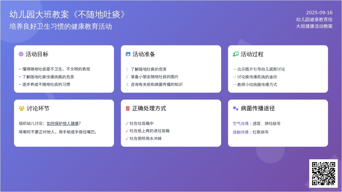 幼儿园大班教案《不随地吐痰》