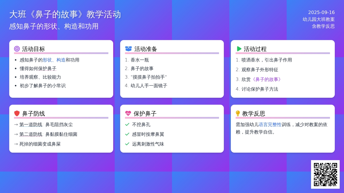 幼儿园大班教案《鼻子的故事》含反思