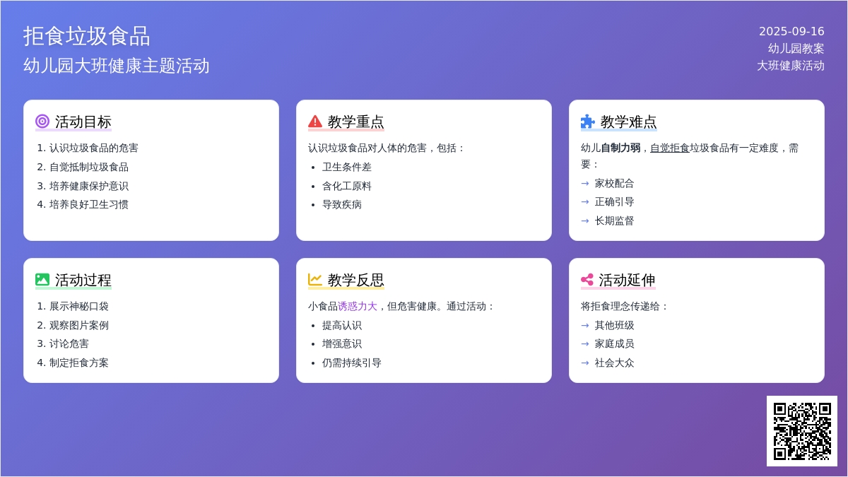 幼儿园大班教案《拒食垃圾食品》含反思