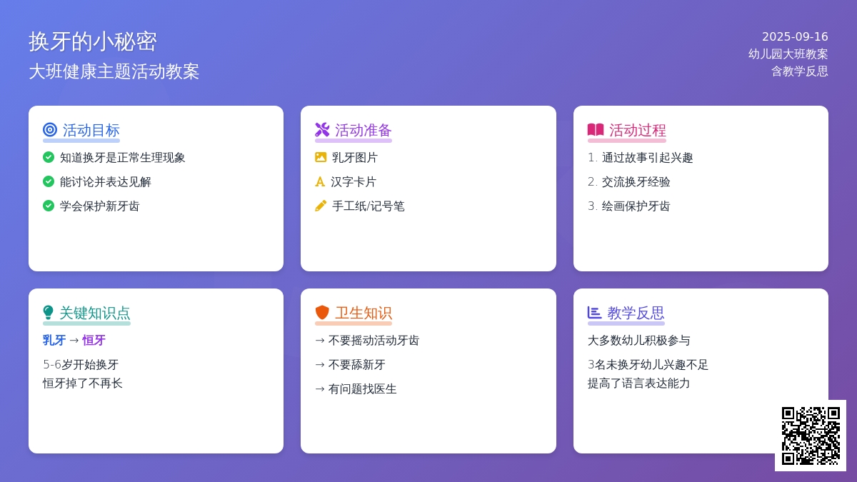 幼儿园大班教案《换牙的小秘密》含反思