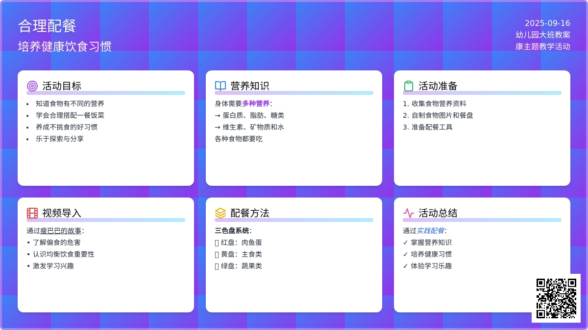 幼儿园大班教案《合理配餐》