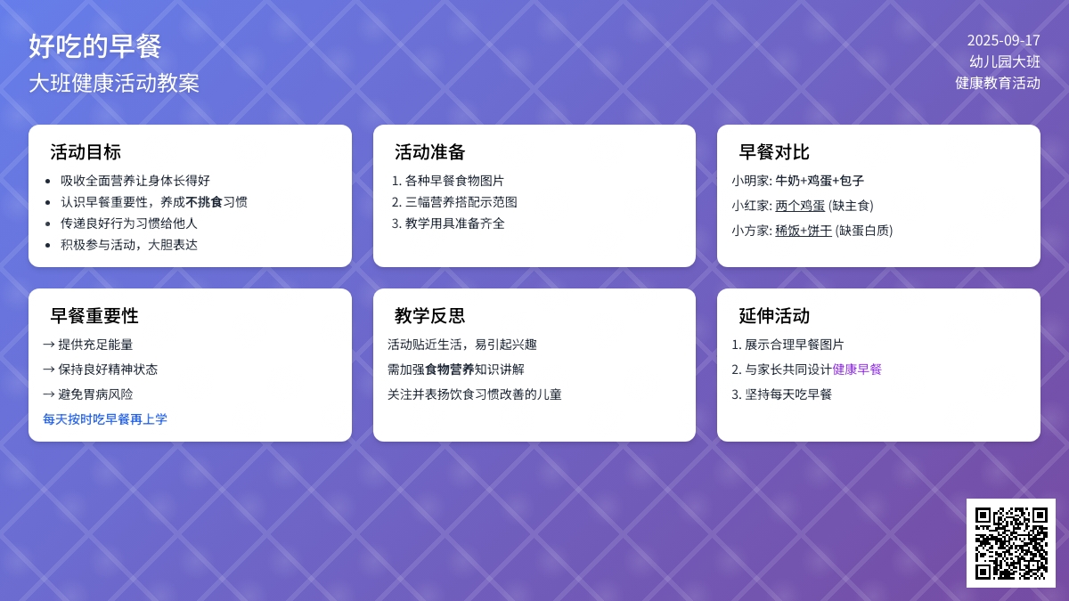 大班健康活动教案《好吃的早餐》含反思