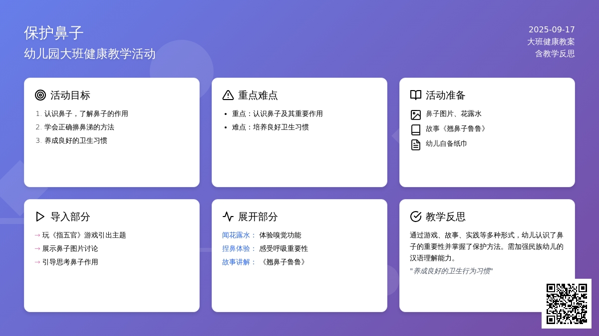 幼儿园大班健康教案《保护鼻子》含反思