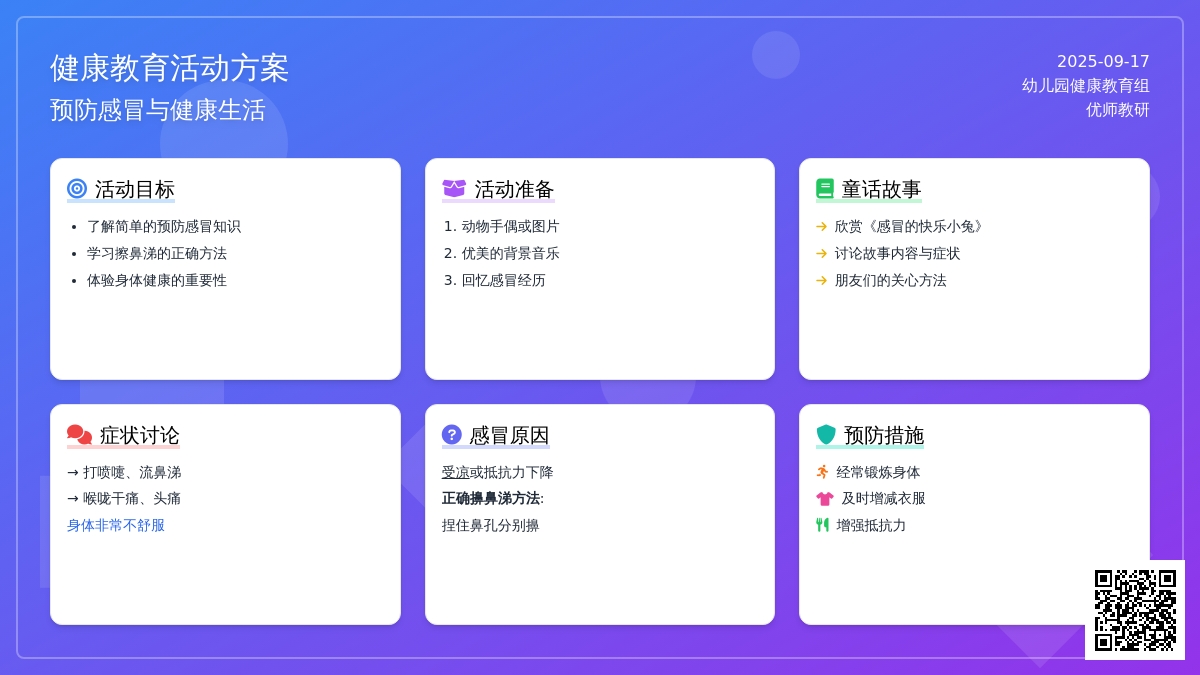 幼儿园健康教案:感冒了