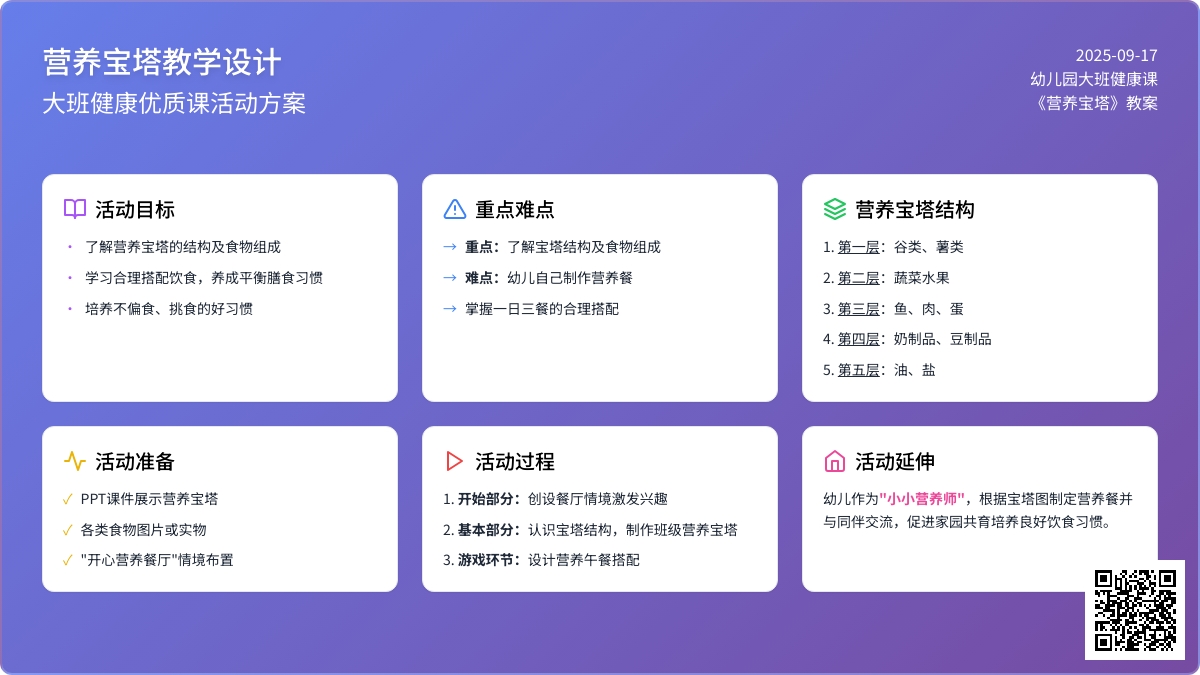 幼儿园大班健康课教案《营养宝塔》