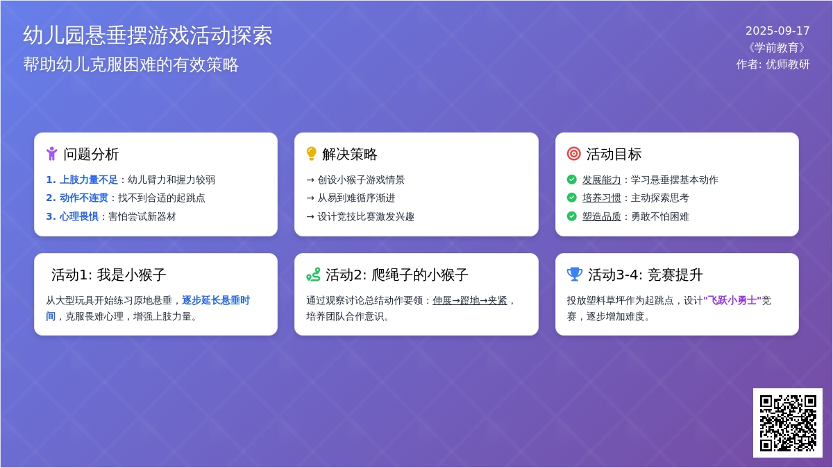 幼儿园大班体育活动——悬垂摆