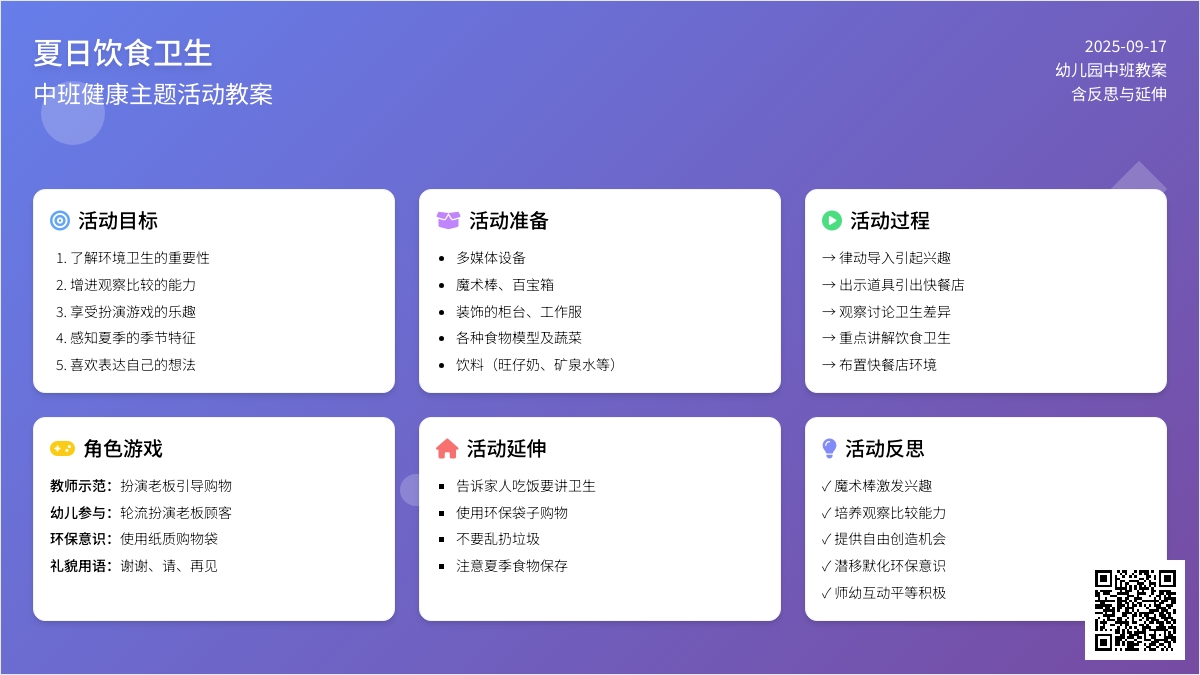 幼儿园中班教案《夏日饮食卫生》含反思