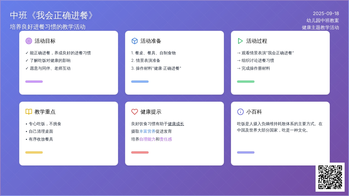 幼儿园中班教案《我会正确进餐》