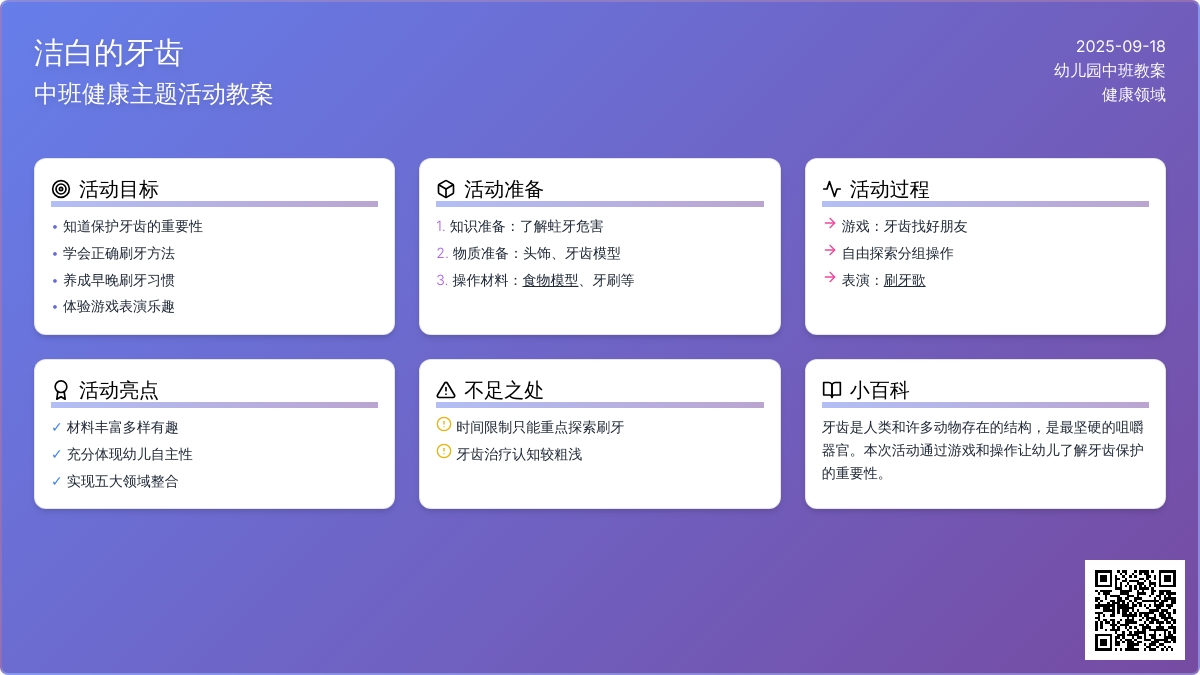 幼儿园中班教案《洁白的牙齿》含反思