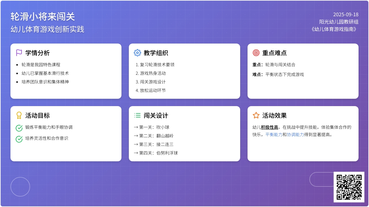 幼儿园大班体育游戏： 轮滑小将来闯关