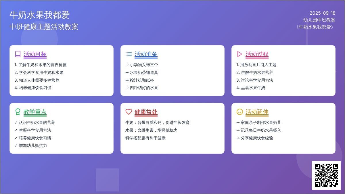 幼儿园中班教案《牛奶水果我都爱》