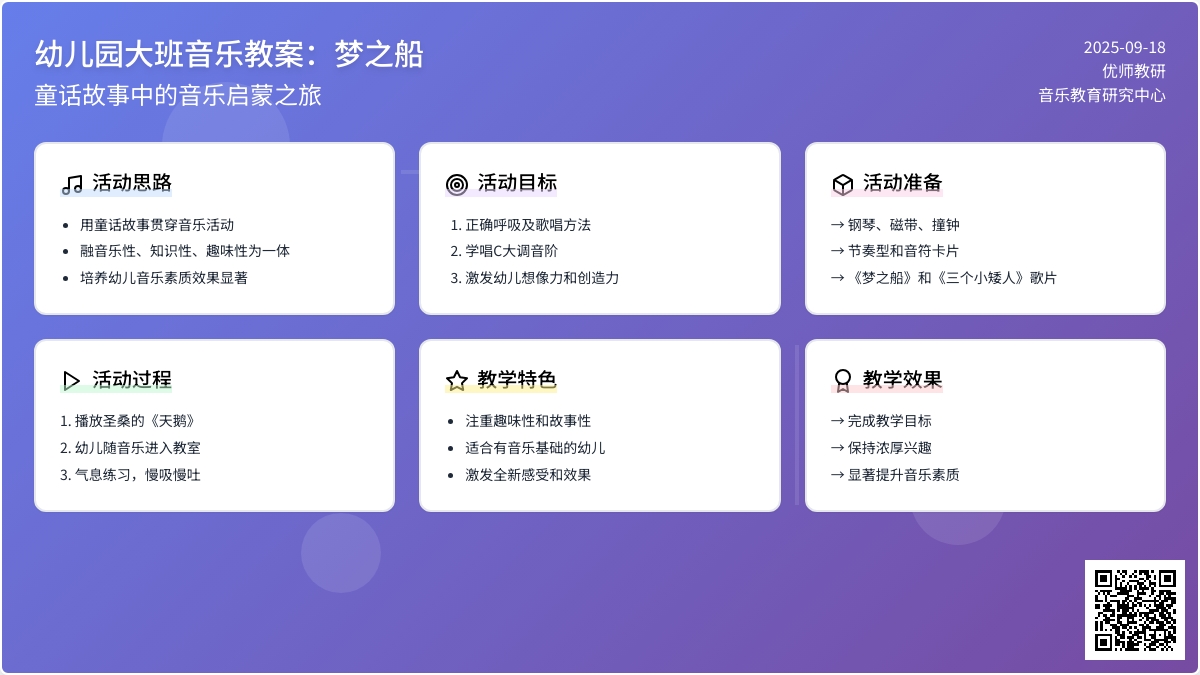 幼儿园大班音乐优秀教案：梦之船