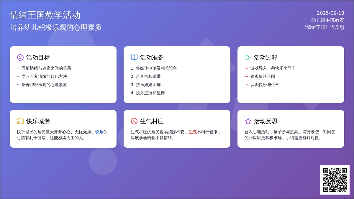 幼儿园中班教案《情绪王国》含反思