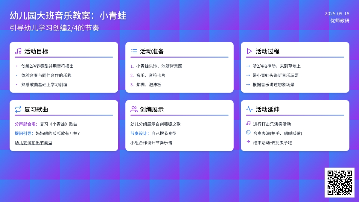 幼儿园大班音乐活动教案：小青蛙