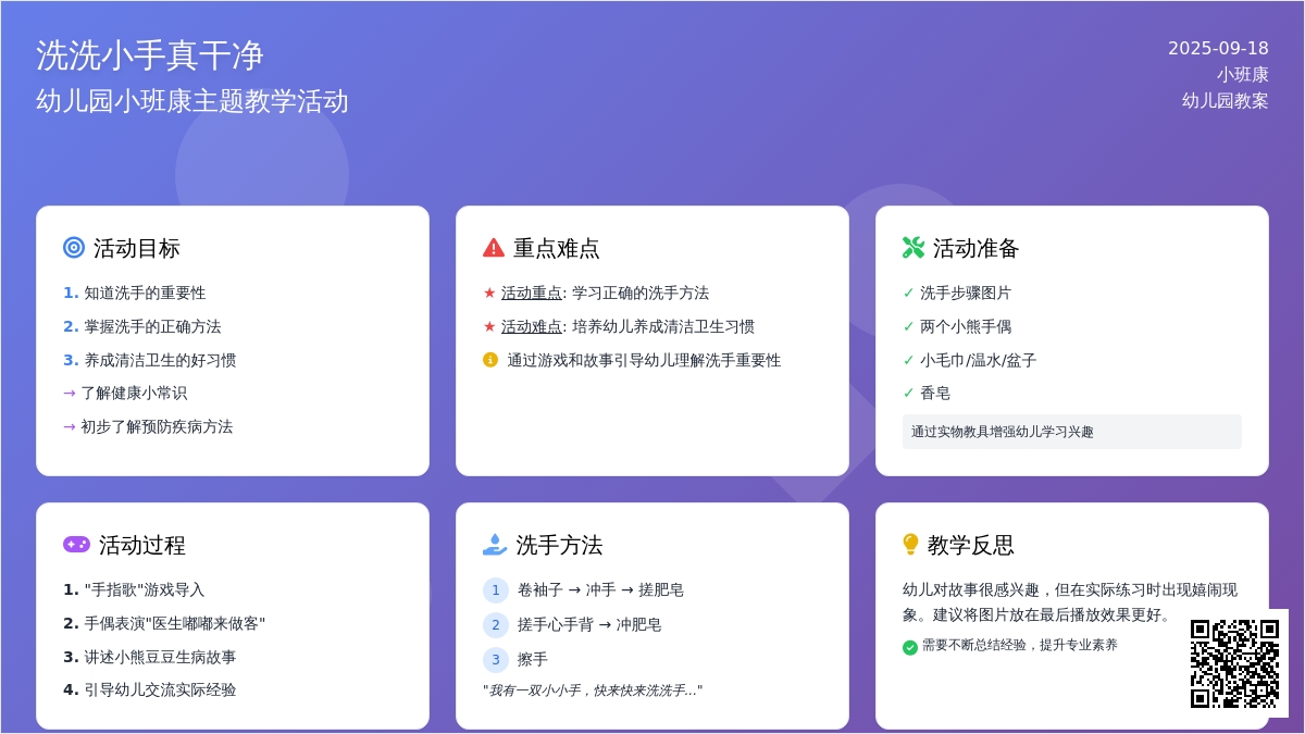幼儿园小班健康教案《洗洗小手真干净》含反思