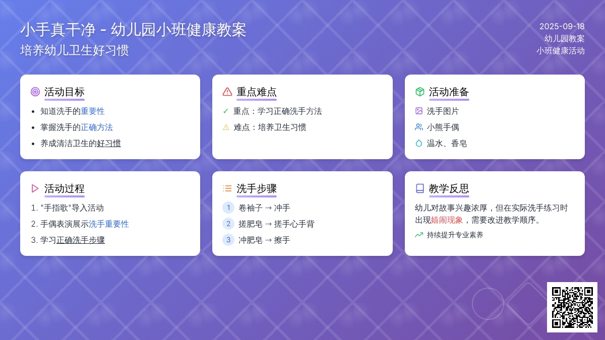 幼儿园小班教案《小手真干净》含反思