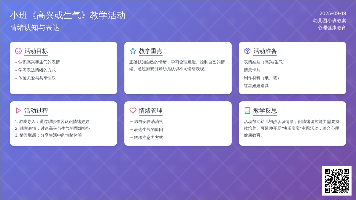 幼儿园小班教案《高兴或生气》含反思