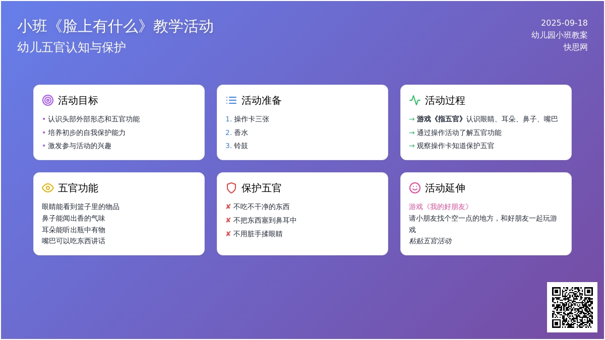 幼儿园小班教案《脸上有什么》