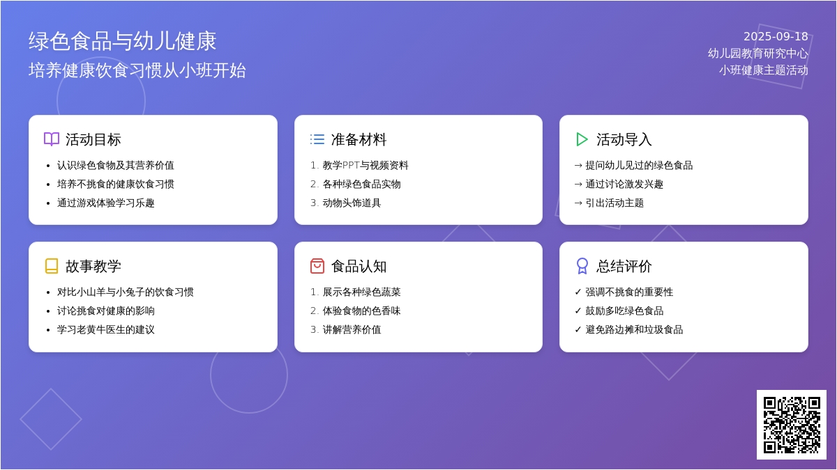 幼儿园小班教案《绿色食品》