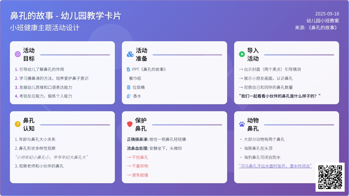 幼儿园小班教案《鼻孔的故事》含反思
