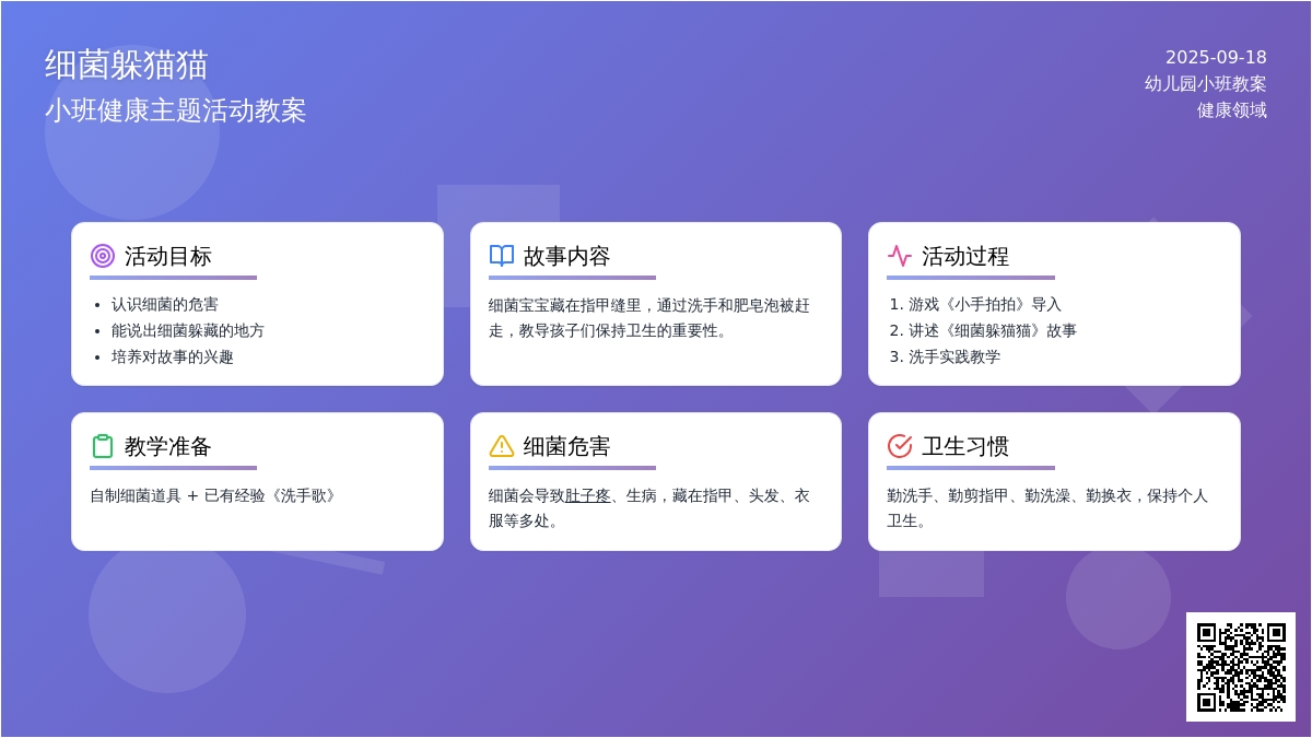 幼儿园小班教案《细菌躲猫猫》