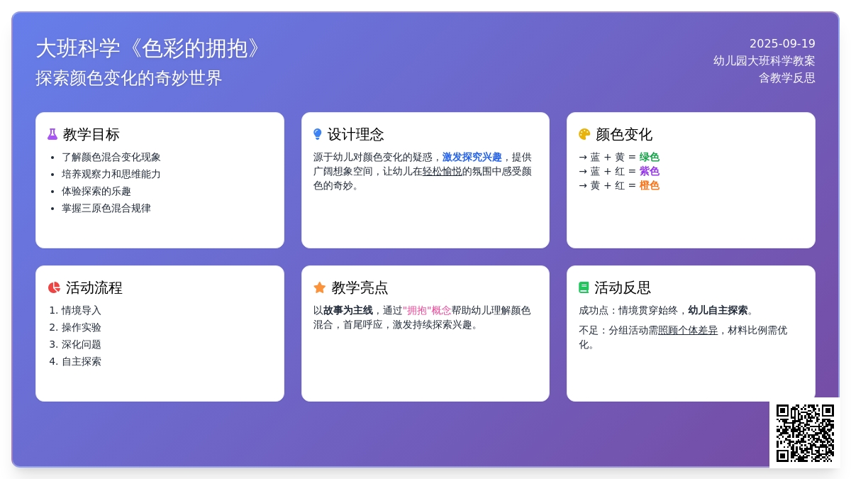 幼儿园大班科学教案《色彩的拥抱》含反思