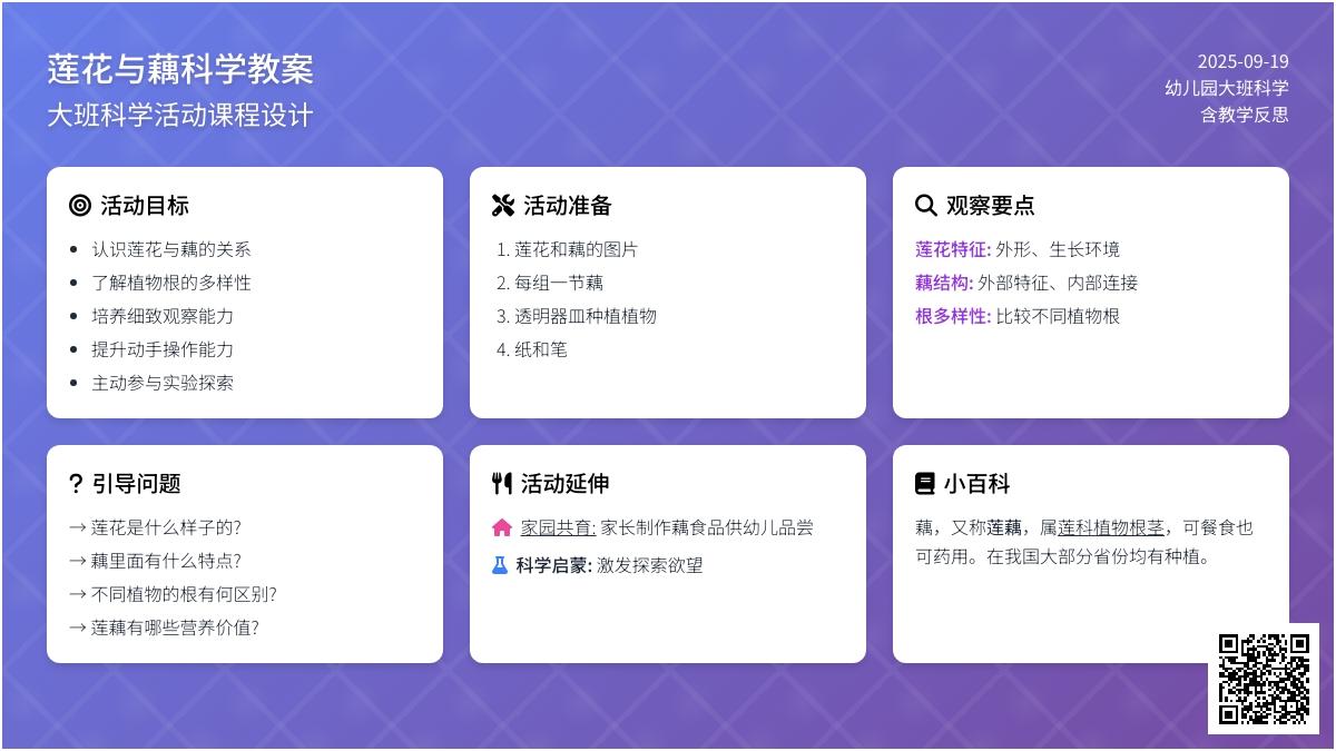 幼儿园大班科学教案《莲花与藕》含反思