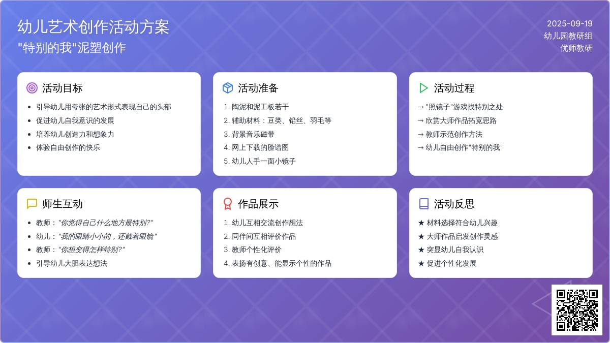 幼儿园大班泥塑活动：特别的我
