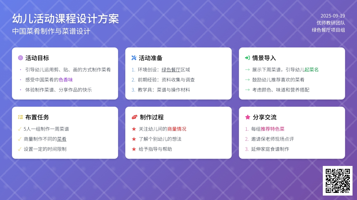 幼儿园大班美术教案：我的菜谱我做主