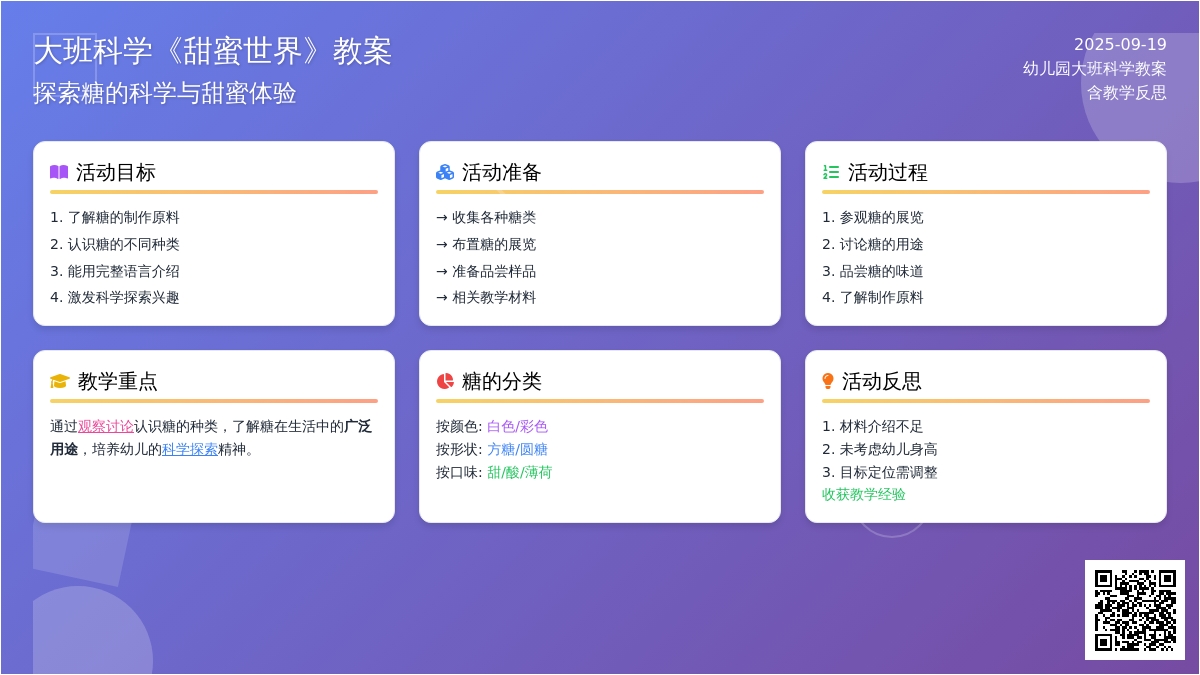幼儿园大班科学教案《甜蜜世界》含反思
