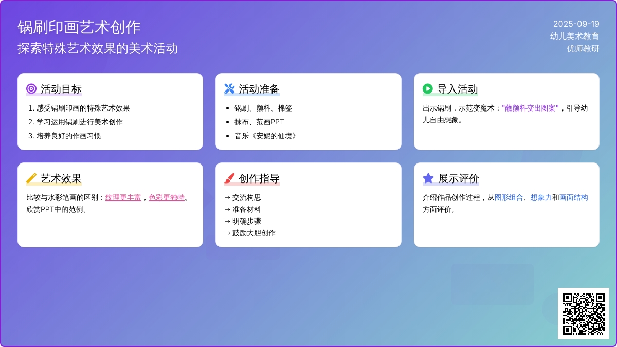 幼儿园大班美术活动：锅刷印画