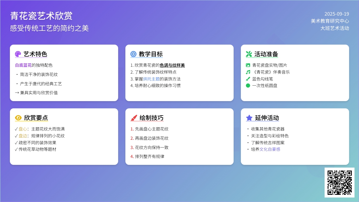 幼儿园大班美术活动：青花瓷盘