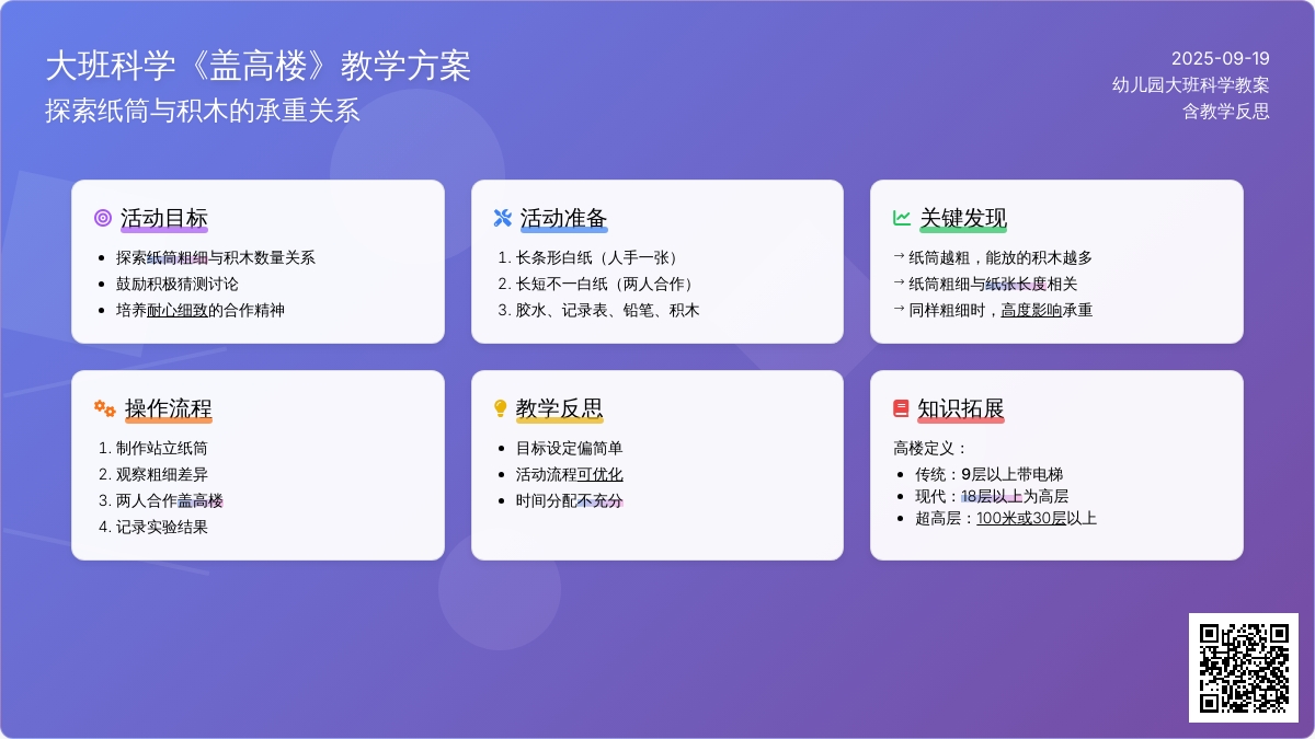 幼儿园大班科学教案《盖高楼》含反思