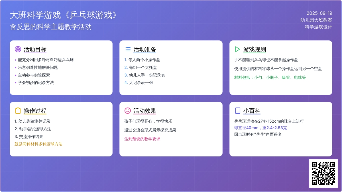 大班科学游戏教案《乒乓球游戏》含反思