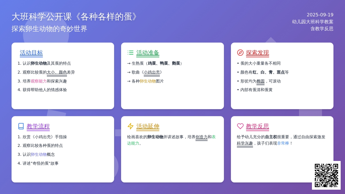 幼儿园大班科学公开课教案《各种各样的蛋》含反思
