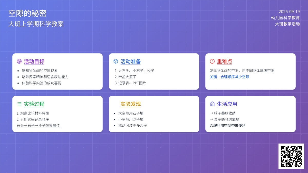 幼儿园大班上学期科学教案《空隙的秘密》