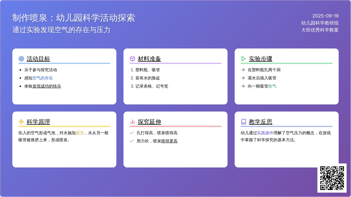 幼儿园大班优秀科学教案《制作喷泉》含反思