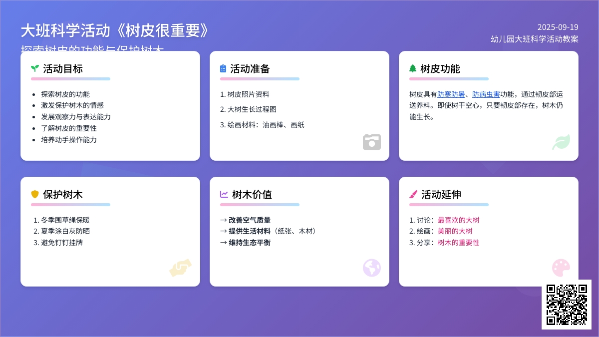 幼儿园大班科学活动教案《树皮很重要》