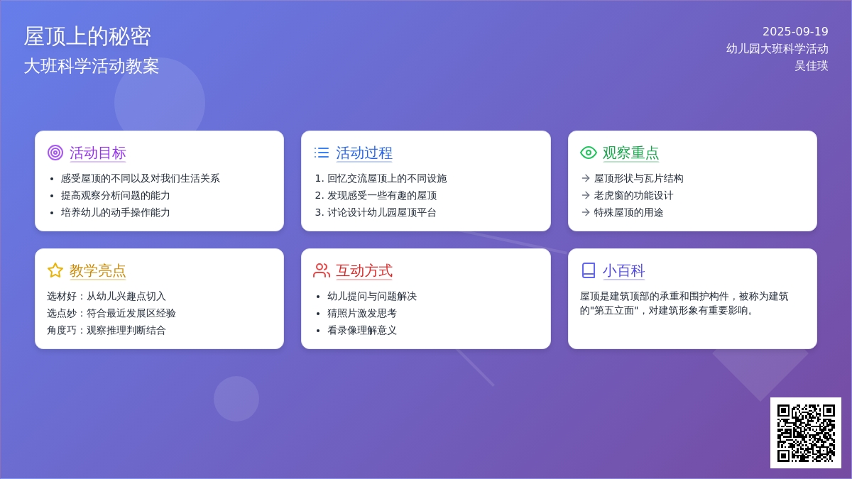 幼儿园大班科学活动教案《屋顶上的秘密》