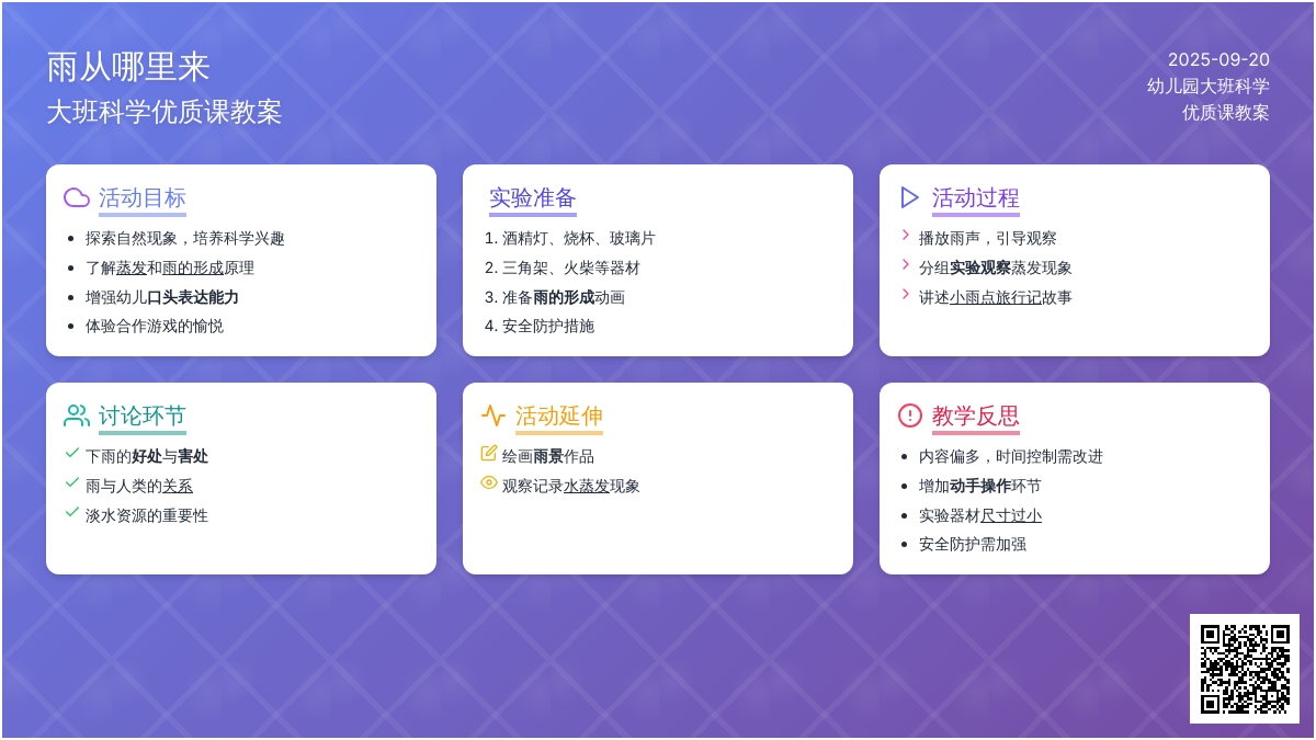 幼儿园大班科学优质课教案《雨从哪里来》含反思